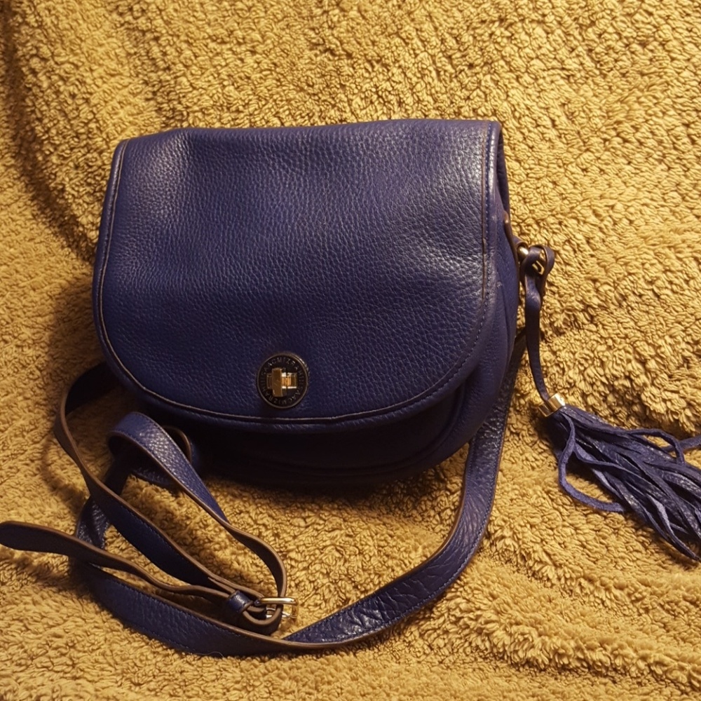 Isaac Mizrahi Live! navy  blue leather bag